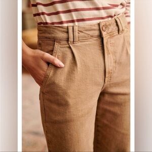 Sezane Manu tan pants rolled cuff
